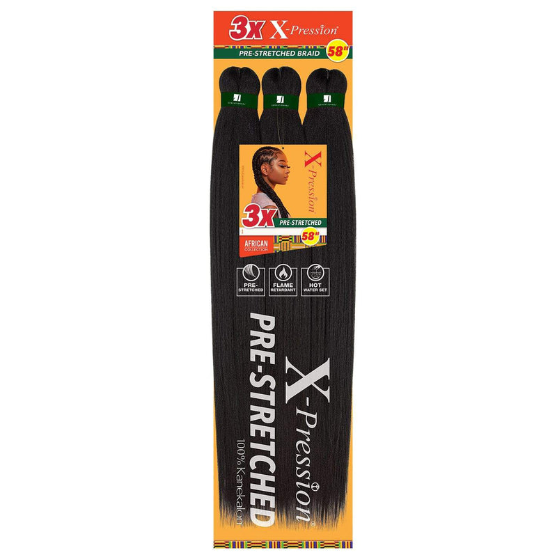 Sensationnel X-pression Synthetic Braid - 3x Pre-stretched 58 Inch (4Packs)