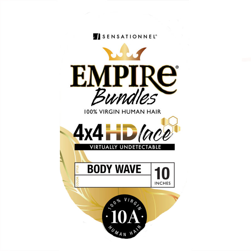 Sensationnel Human Hair Empire Bundle 4x4 Hd Lace Closure - Body Wave 10"
