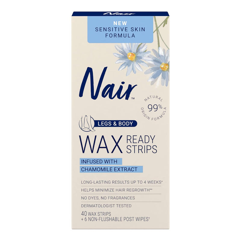 Nair Hair Remover Legs & Body Wax Ready Strips 40 Counts