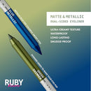 Ruby Kisses Waterproof Matte & Metallic Duo Eyeliner- Rme04(green/blue)