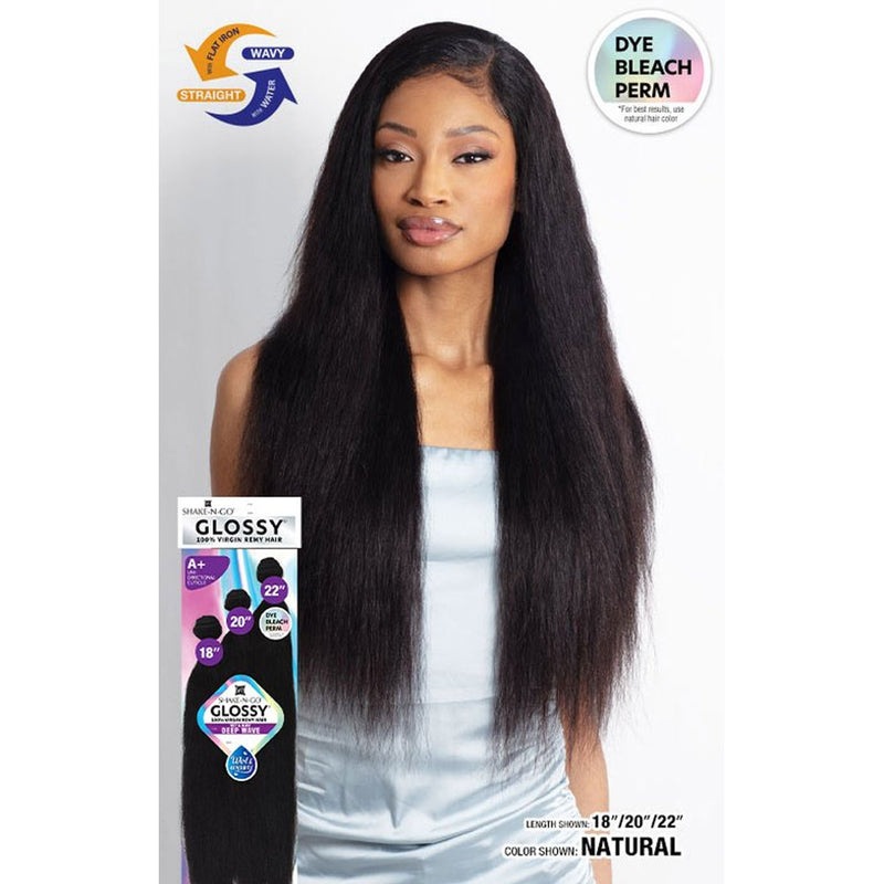 Shake N Go Virgin Remy Hair Weave Glossy 3 Bundles Wet & Wavy Deep Wave 10"12"14"