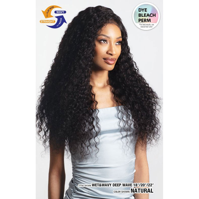 Shake N Go Virgin Remy Hair Weave Glossy 3 Bundles Wet & Wavy Deep Wave 18"20"22"