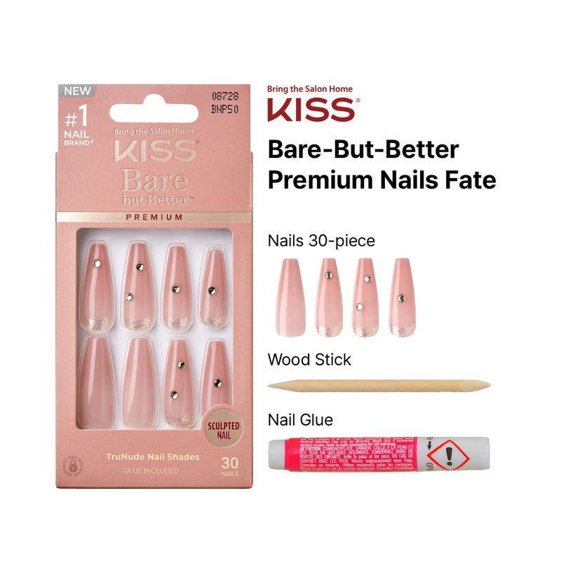 Kiss Bare But Better Trunude Shades X-long Nails – Fate