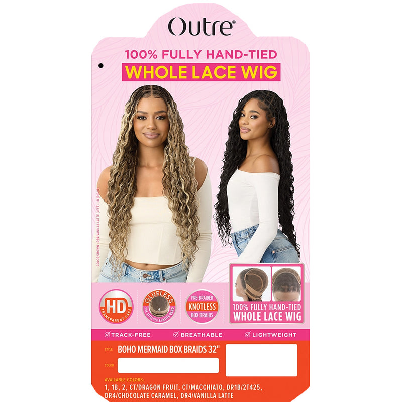 Outre 100% Fully Hand-tied Whole Lace Wig - Boho Mermaid Box Braid 32