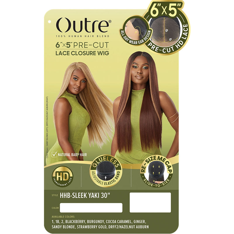 Outre 6x5 Pre-cut Lace Closure Wig - Human Hair Blend - Sleek Yaki 30