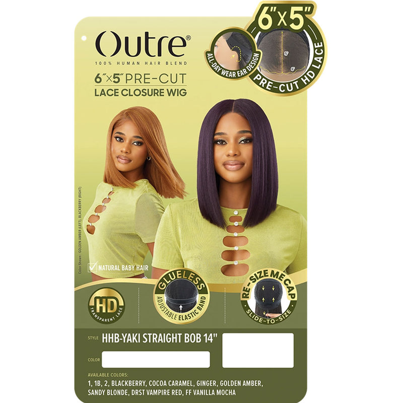 Outre 6x5 Pre-cut Lace Closure Wig - Human Hair Blend - Yaki Straight Bob 14"