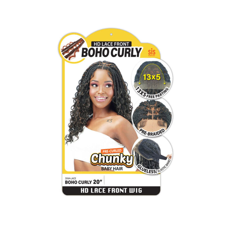 Zury Sis Braided Hd Lace Front Wig 13x5 Diva-lace Boho Curly 20"