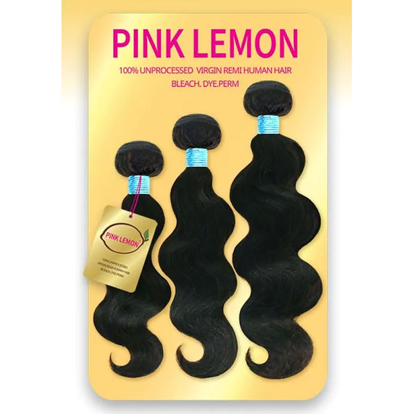 15a Pink Lemon Unprocessed Virgin Remi Hair 3 Bundles - Body Wave
