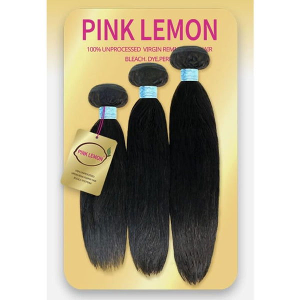 15a Pink Lemon Unprocessed Virgin Remi Hair 3 Bundles - Straight