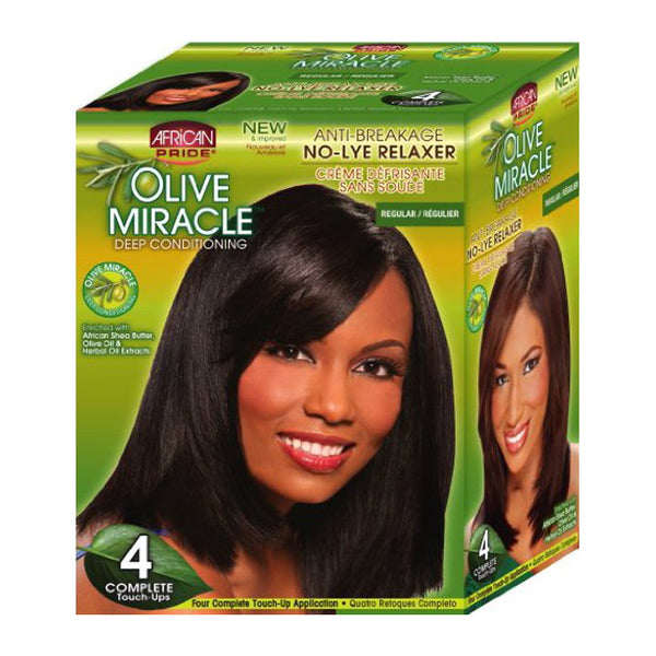 [African Pride] Olive Miracle No-Lye Conditioning Relaxer Regular 4 Touch Up Kit