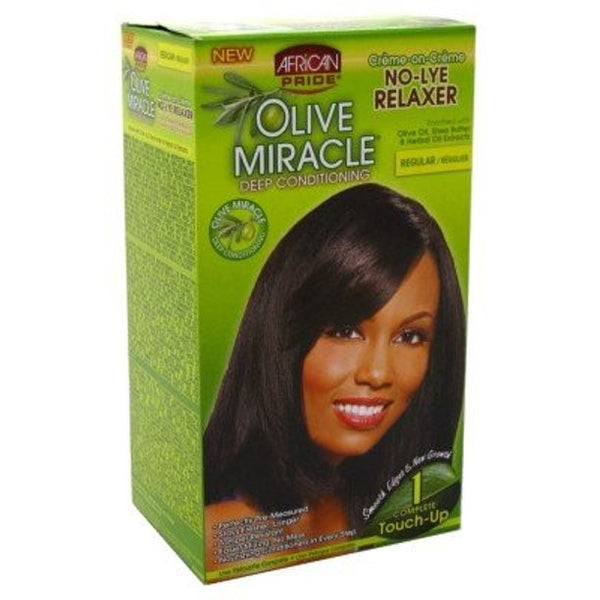 [African Pride] Olive Miracle Conditioning No-Lye Relaxer Complete Kit Regular