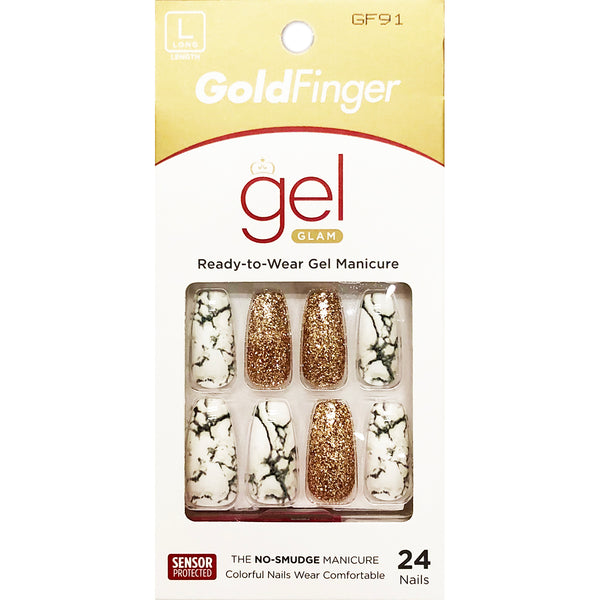 Kiss Gold Finger Posh Queen 24 Full Cover Nails Glue On Included Losh [Gf91]