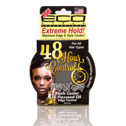 [Eco Styler] Play'N Stay 48Hour Black Castor&Flaxseed Oil Edge Control Gel 3Oz