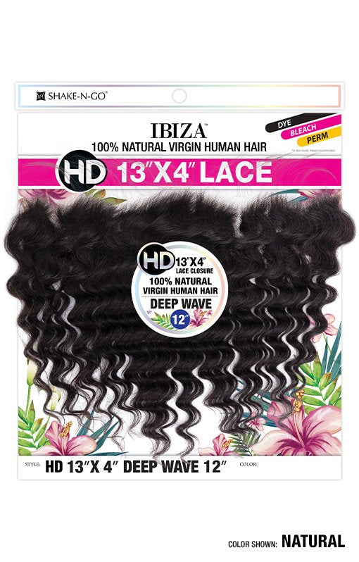 Ibiza 100% Human Hair Hd 13"x4" Deep Wave 12" Lace Closure