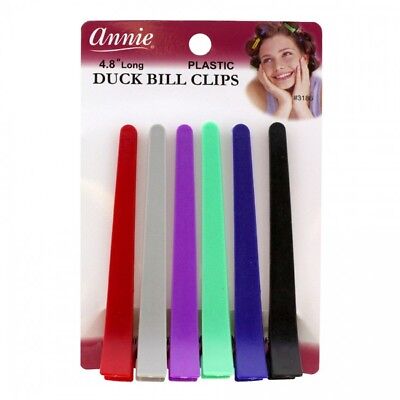 [Annie] Plastic Duck Bill Clips 4.8" 6Pcs Asst Color