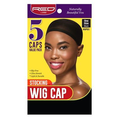 Red By Kiss Stocking Wig Cap 5 Pcs Value Pack One Size Black