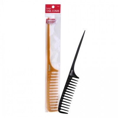 Annie Large Tail Comb Black #38 Plastic Wide Tooth