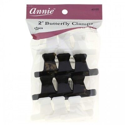 [Annie] Butterfly Hair Clamps 2" 12Pcs Black & White