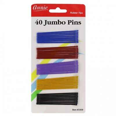 Annie 40 Pcs Jumbo Bob Pins 2 3/4" Assorted Color #3309 Ball Tipped