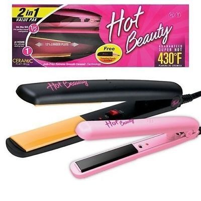 Hot Beauty Ceramic Flat Iron Combo 2 In 1 Value Pack 1/2" & 1" #Hfid01