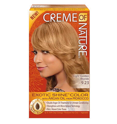 [Creme Of Nature] Argan Oil Exotic Shine Hair Color Dye Light Golden Blonde 9.23