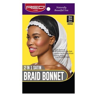 Red By Kiss 2 In 1 Satin Braid Bonnet One Size Black