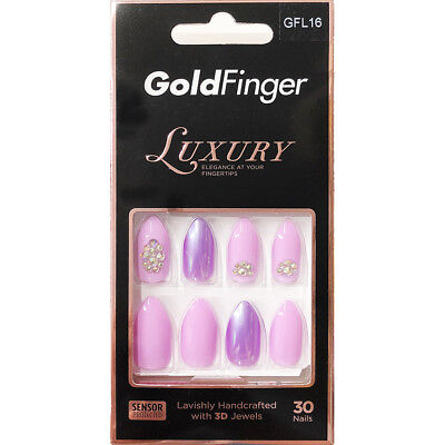 Kiss Gold Finger Luxury Long Length Gfl16 24 Full Cover Nails Glue Included