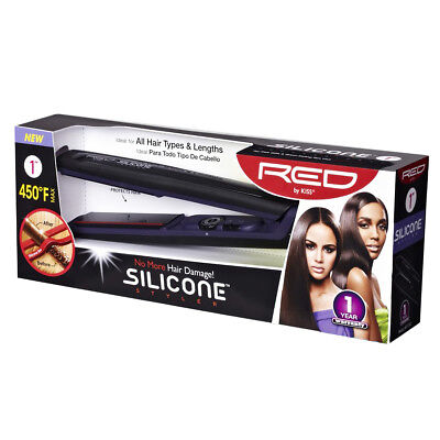 Red By Kiss 1" No More Hair Damage Silicone Styler Flat Iron #Fis100
