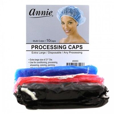 Annie 10 Pcs Processing/Conditioning/Shower Caps Extra Large Assorted #3553