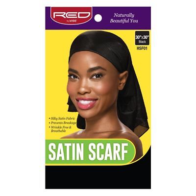 [Red By Kiss] Satin Scarf 30" X 30" One Size Hair Wrap Cap Black