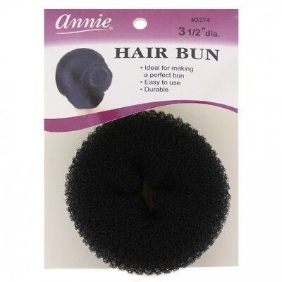 [Annie] Hair Bun Donut 3.5" Nylon Mesh Black