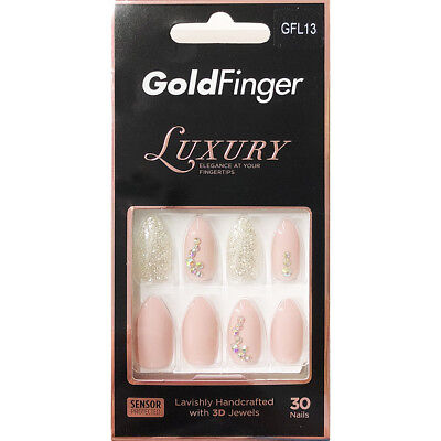Kiss Gold Finger Luxury Long Length Gfl13 24 Full Cover Nails Glue Included