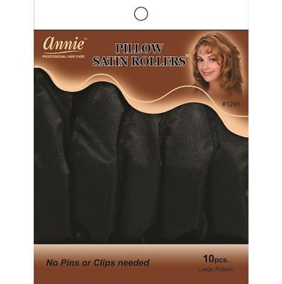 [Annie] Black Large Pillow Satin Rollers 10Pcs