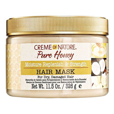 [Creme Of Nature] Pure Honey Moisture Replenish & Strength Hair Mask 11.5Oz