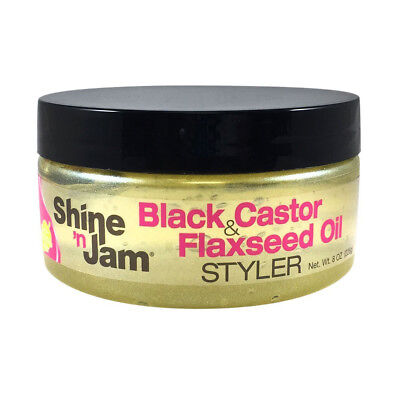 [Ampro] Shine N Jam Black Castor & Flaxseed Oil Styler 8Oz Hair Gel