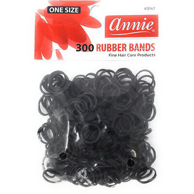 Annie 300 Rubber Bands Black Small One Size 1/2" #3147 Elastic Hair Tie