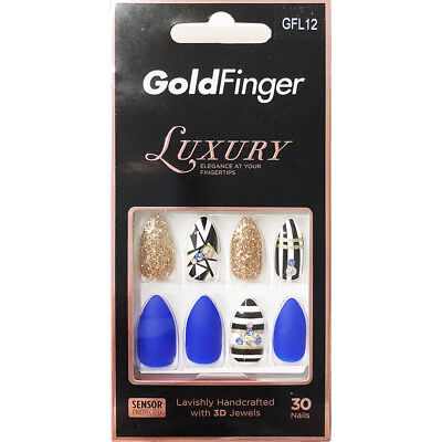 Kiss Gold Finger Luxury Long Length Gfl12 24 Full Cover Nails Glue Included