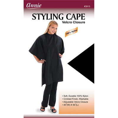 Annie Crinkled Finish Styling Cape 45" X 55" 100% Nylon Black #3915