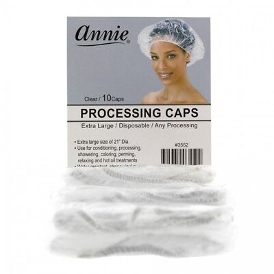 Annie 10 Pcs Processing/Conditioning/Shower Caps Extra Large Clear #3552