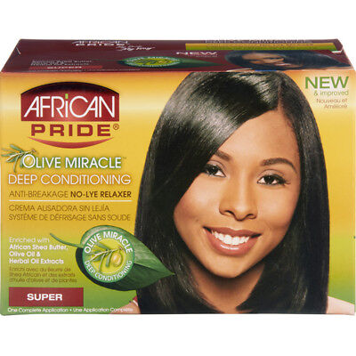 [African Pride] Olive Miracle Conditioning No-Lye Relaxer Complete Kit Super