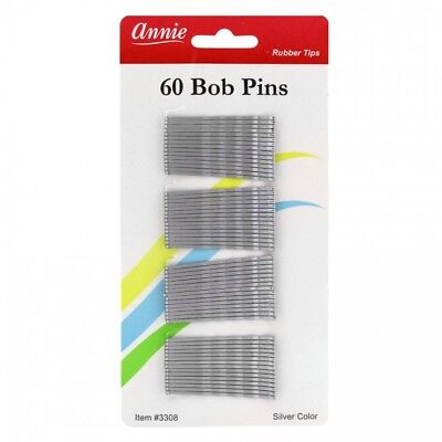 Annie 60 Pcs Bob Pins 2" Silver #3308 Crimped Ball Tipped Hair Pin