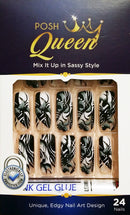 Kiss Gold Finger Posh Queen 24 Full Cover Nails Glue On Included Losh [Gf82]