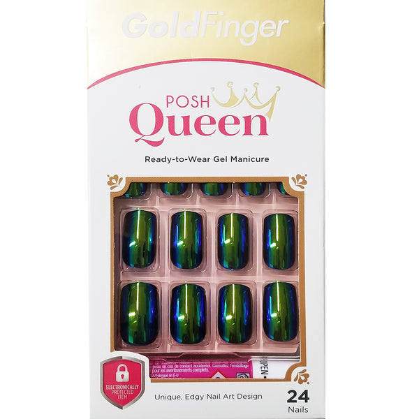 Kiss Gold Finger Posh Queen 24 Full Cover Nails Glue On Included Losh [Gf83]