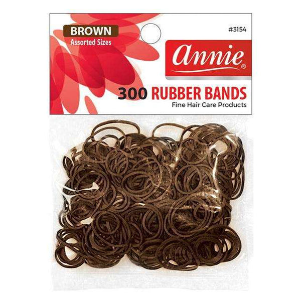 Annie 300 Rubber Bands Brown Assorted Size #3154 Elastic Hair Tie