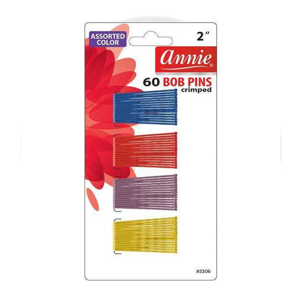 Annie 60 Pcs Bob Pins 2" Assorted Color #3306 Crimped & Ball Tipped