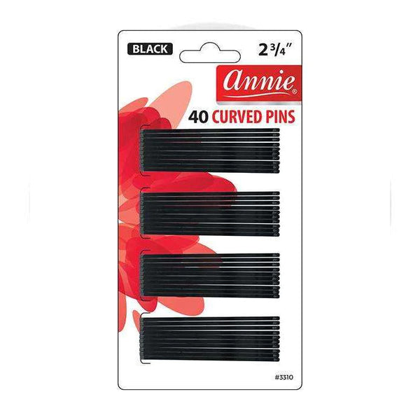 Annie 40 Pcs Curved Jumbo Pins 2 3/4" Black #3310 Ball Tipped Bob Hair Pin