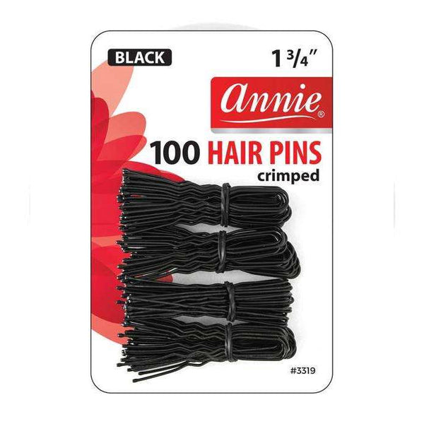 Annie 100 Pcs Hair Pins 1 3/4" Black #3319 Ball Tipped Crimped U-Shape