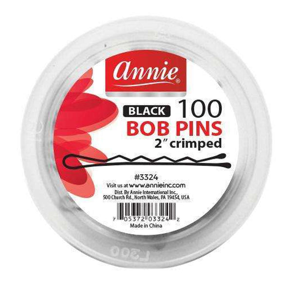 Annie 100 Count Bob Pins 2" Ball Tipped Crimped Hair Pin [Black]