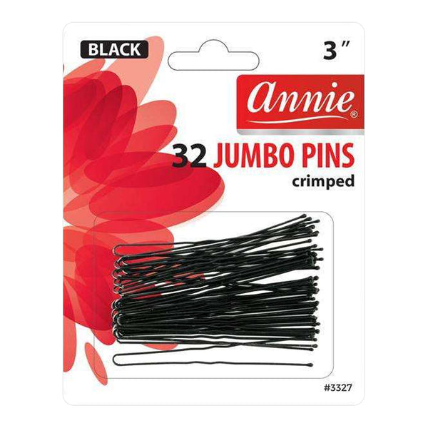 Annie Jumbo Hair Pins 32Pcs 3" Ball Tipped Black Bobby Pin #3327