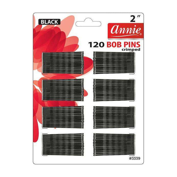 Annie 120 Pcs Bob Pins 2" Black #3339 Crimped & Ball Tipped